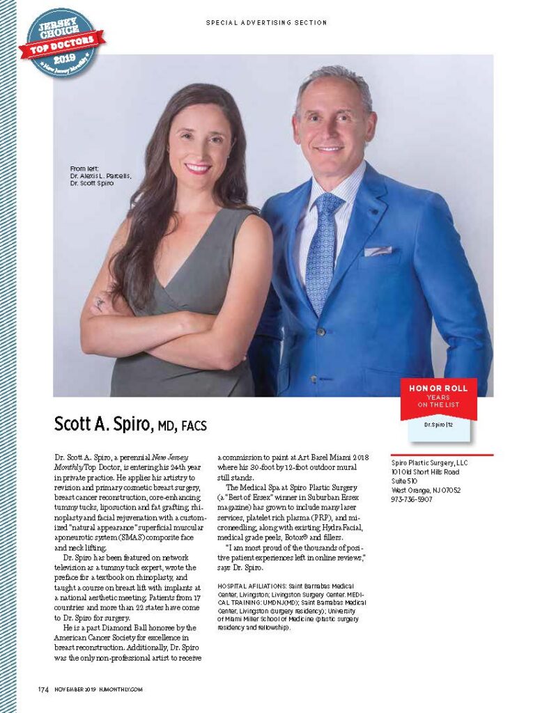 Full-page 2019 New Jersey Monthly Top Doctor profile featuring Dr. Scott Spiro