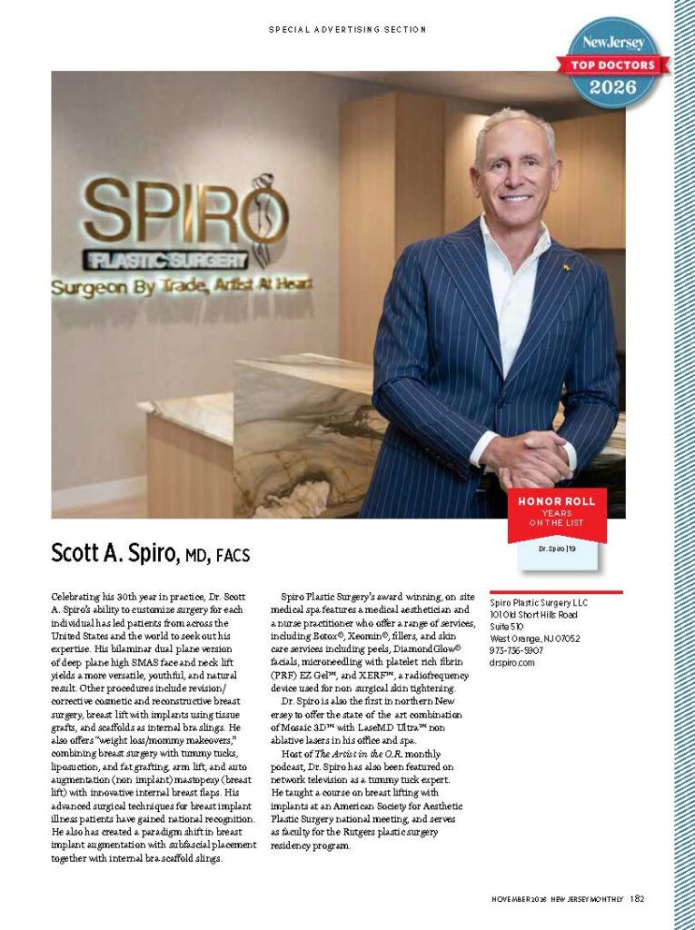 Full-page 2026 New Jersey Monthly Top Doctor profile featuring Dr. Scott Spiro
