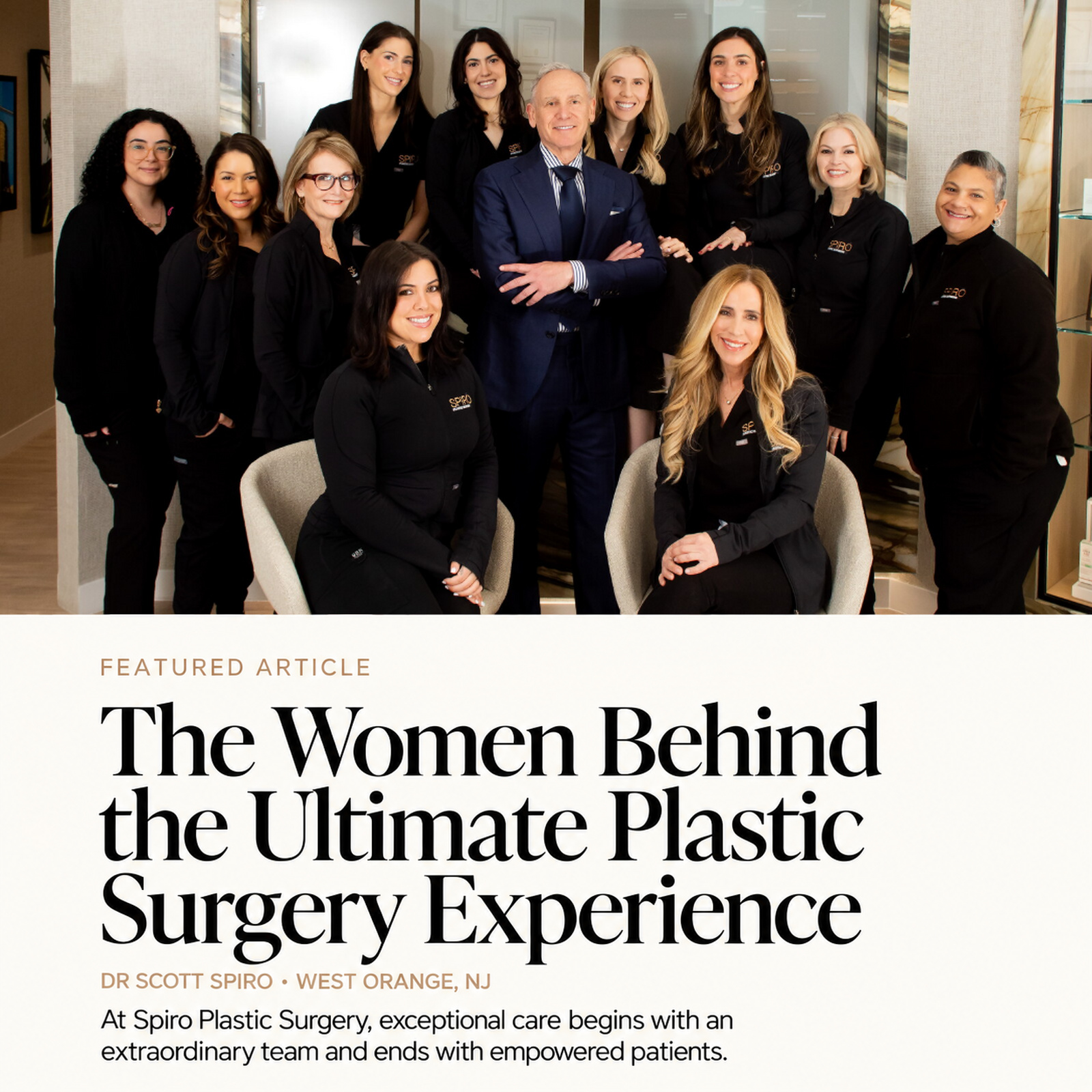 Dr. Scott Spiro with the women of Spiro Plastic Surgery featured in Chatham and Short Hills City Lifestyle